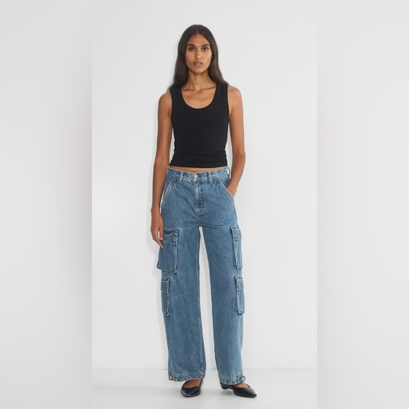Denim Forum The ’90s Millie Hi-Rise Cargo Jeans Size 24 Aritzia Wide Leg - Picture 2 of 8